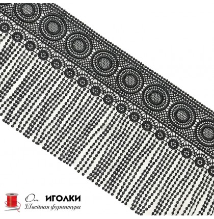 Кружево плетеное шир.20 см арт.LT-11940-2 цв.черный уп.13,5 м