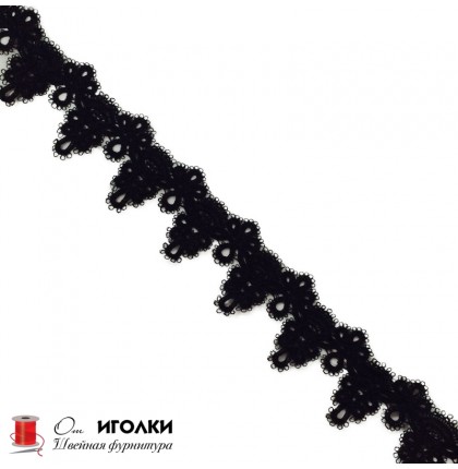Кружево плетеное шир.5,5 см арт.0329-14А цв.черный уп.13,5 м