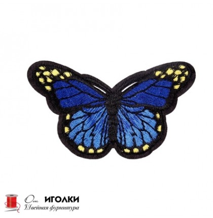 Аппликация термоклеевая бабочка арт.1010-5 цв.василек уп.20 шт