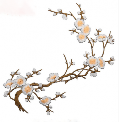 Аппликация термоклеевая цветы ветка сакуры арт.3887-1цв.коричневый уп.20 шт