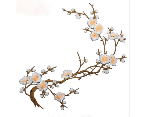 Аппликация термоклеевая цветы ветка сакуры арт.3887-1цв.коричневый уп.20 шт