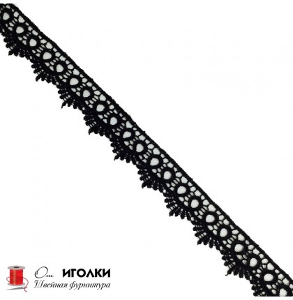 Кружево плетеное шир.3 см арт.TJ-10078-1 цв.черный уп.13,5 м