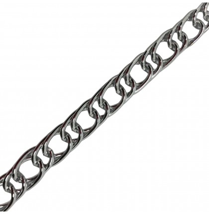 Цепь декоративная алюминиевая на бобине шир.1 см (10 мм). арт.SC001 цв.серебро уп.15 м.