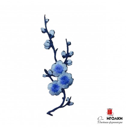 Аппликация термоклеевая цветы арт.3988-1 цв.синий уп.20 шт