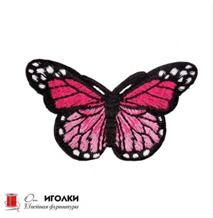 Аппликация термоклеевая бабочка арт.1010-4 цв.розовый уп.20 шт
