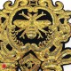 Аппликация термоклеевая с пайетками  герб арт. М0788 цв.черный с золотом уп.20 шт