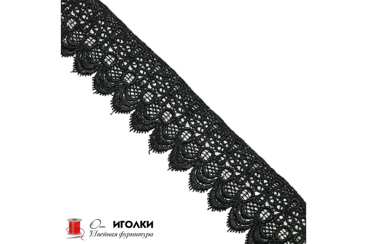 Кружево плетеное шир.6 см арт.S610-2 цв.черный уп.13,5 м