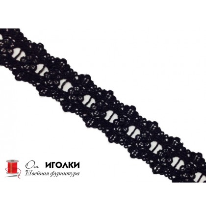Кружево плетеное шир.4,5 см арт.LT0329-8А-2 цв.черный уп.13,5 м