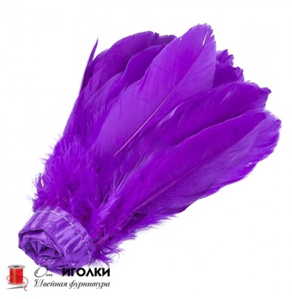 Перьевая лента из перьев петуха шир.18 см арт.6777 цв.фиолетовый уп.4,5 м