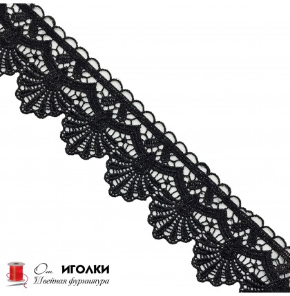 Кружево плетеное шир.7 см арт.LT21-4 цв.черный уп.13,5 м
