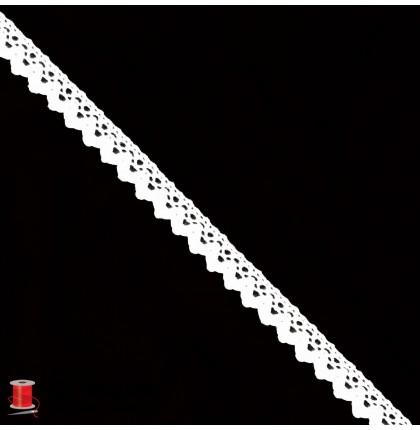 Кружево вязаное хлопковое шир.1,7 см арт.5602-8-1 цв.белый уп.91 м