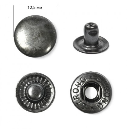 Кнопка установочная Strong №54 (12,5 мм) сталь арт.9836 цв.темный никель уп.1440 шт