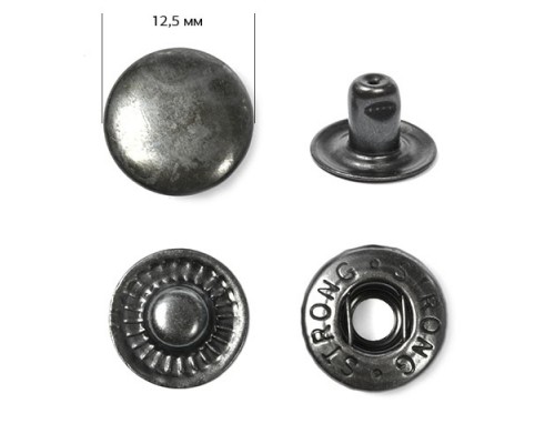 Кнопка установочная Strong №54 (12,5 мм) сталь арт.9836 цв.темный никель уп.1440 шт