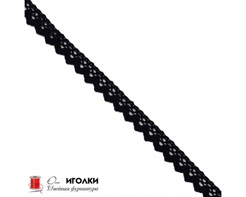 Кружево вязаное хлопковое шир.1,7 см арт.5602-8-3 цв.черный уп.91 м