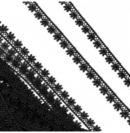 Кружево плетеное шир.16 мм. арт.4003-1 цв.черный уп.12 м.